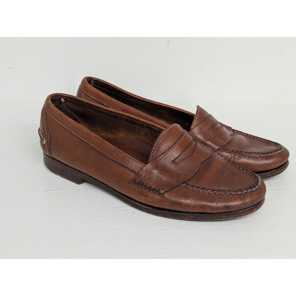 COLE HAAN Hand Sewn PINCH Brown Leather PENNY LOAFERS Sz 7 D Men's - Picture 1 of 8
